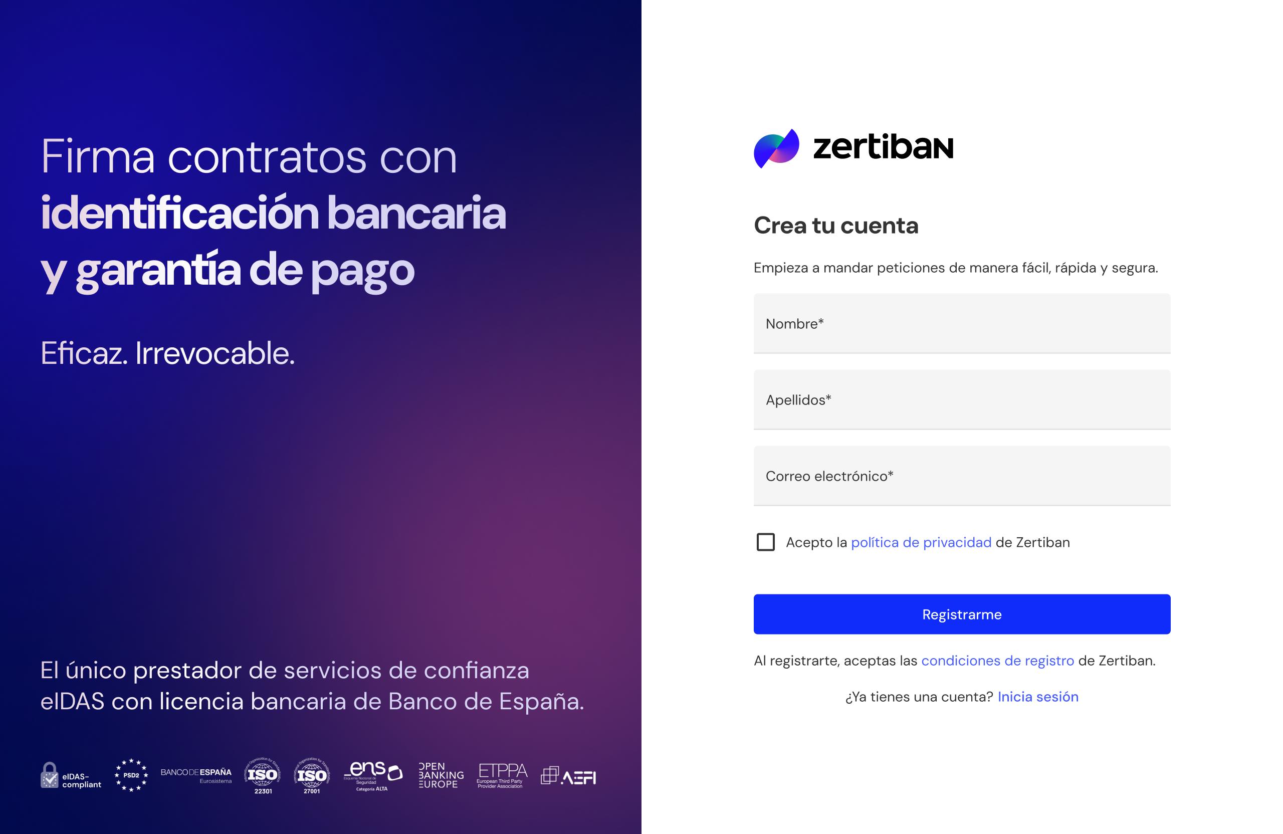 Página de registro